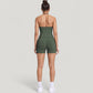 Seamless Active Set with Halter Neck Top and Fitted Shorts