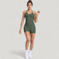 Seamless Active Set with Halter Neck Top and Fitted Shorts