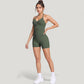 Seamless Active Set with Halter Neck Top and Fitted Shorts
