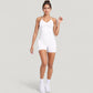 Seamless Active Set with Halter Neck Top and Fitted Shorts