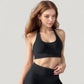 Seamless Halter Neck Athletic Crop Top with Ribbed Detailing