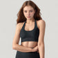 Seamless Halter Neck Athletic Crop Top with Ribbed Detailing