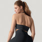 Seamless Halter Neck Athletic Crop Top with Ribbed Detailing