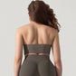 Seamless Halter Neck Athletic Crop Top with Ribbed Detailing