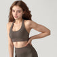 Seamless Halter Neck Athletic Crop Top with Ribbed Detailing