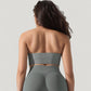 Seamless Halter Neck Athletic Crop Top with Ribbed Detailing