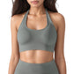 Seamless Halter Neck Athletic Crop Top with Ribbed Detailing
