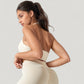 Seamless Halter Neck Athletic Crop Top with Ribbed Detailing