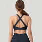 Scoop Neck Seamless Athletic Crop Top with Wide Shoulder Straps