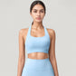 Scoop Neck Seamless Athletic Crop Top with Wide Shoulder Straps