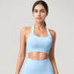 Scoop Neck Seamless Athletic Crop Top with Wide Shoulder Straps
