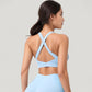 Scoop Neck Seamless Athletic Crop Top with Wide Shoulder Straps