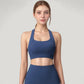 Scoop Neck Seamless Athletic Crop Top with Wide Shoulder Straps
