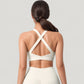 Scoop Neck Seamless Athletic Crop Top with Wide Shoulder Straps