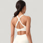 Scoop Neck Seamless Athletic Crop Top with Wide Shoulder Straps