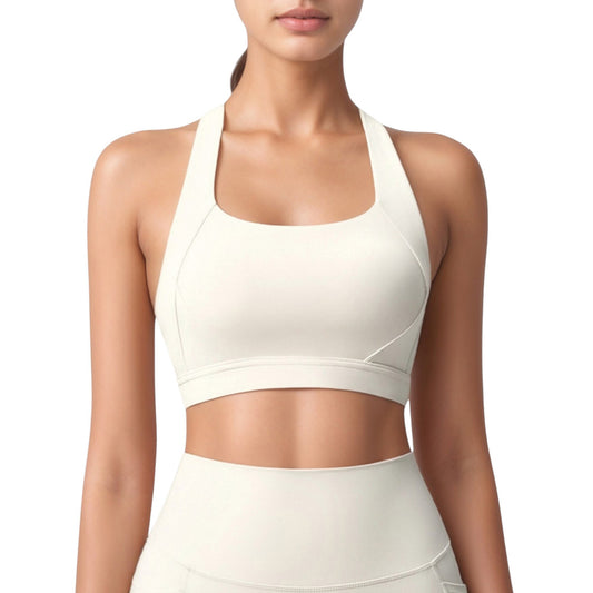 Scoop Neck Seamless Athletic Crop Top with Wide Shoulder Straps
