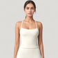 Strappy Back Slim Fit Athletic Tank Top with Built-In Shelf Bra
