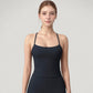 Strappy Back Slim Fit Athletic Tank Top with Built-In Shelf Bra