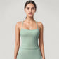 Strappy Back Slim Fit Athletic Tank Top with Built-In Shelf Bra
