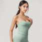 Strappy Back Slim Fit Athletic Tank Top with Built-In Shelf Bra