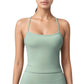 Strappy Back Slim Fit Athletic Tank Top with Built-In Shelf Bra