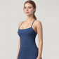 Strappy Back Slim Fit Athletic Tank Top with Built-In Shelf Bra