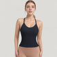 Strappy Crisscross Back Athletic Tank Top with Built-In Shelf Bra