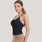 Strappy Crisscross Back Athletic Tank Top with Built-In Shelf Bra