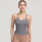 Strappy Crisscross Back Athletic Tank Top with Built-In Shelf Bra