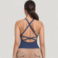 Strappy Crisscross Back Athletic Tank Top with Built-In Shelf Bra