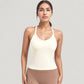 Strappy Crisscross Back Athletic Tank Top with Built-In Shelf Bra