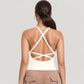 Strappy Crisscross Back Athletic Tank Top with Built-In Shelf Bra
