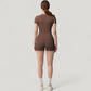 Fitted Short Sleeve Top and High Waist Shorts 2-Piece Active Set