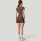 Fitted Short Sleeve Top and High Waist Shorts 2-Piece Active Set