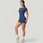 Fitted Short Sleeve Top and High Waist Shorts 2-Piece Active Set