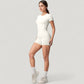 Fitted Short Sleeve Top and High Waist Shorts 2-Piece Active Set