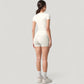 Fitted Short Sleeve Top and High Waist Shorts 2-Piece Active Set