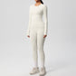 Long Sleeve Crew Neck Top and High Waist Leggings Set with Slim Fit Design