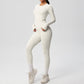 Long Sleeve Crew Neck Top and High Waist Leggings Set with Slim Fit Design