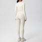 Long Sleeve Crew Neck Top and High Waist Leggings Set with Slim Fit Design