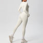Long Sleeve Crew Neck Top and High Waist Leggings Set with Slim Fit Design