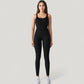 Ribbed Knit Sleeveless Jumpsuit with Scoop Neckline and Bodycon Fit