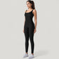 Ribbed Knit Sleeveless Jumpsuit with Scoop Neckline and Bodycon Fit