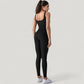 Ribbed Knit Sleeveless Jumpsuit with Scoop Neckline and Bodycon Fit