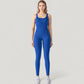Ribbed Knit Sleeveless Jumpsuit with Scoop Neckline and Bodycon Fit