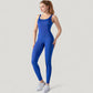Ribbed Knit Sleeveless Jumpsuit with Scoop Neckline and Bodycon Fit