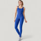 Ribbed Knit Sleeveless Jumpsuit with Scoop Neckline and Bodycon Fit
