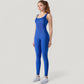 Ribbed Knit Sleeveless Jumpsuit with Scoop Neckline and Bodycon Fit