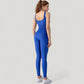Ribbed Knit Sleeveless Jumpsuit with Scoop Neckline and Bodycon Fit
