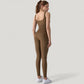 Ribbed Knit Sleeveless Jumpsuit with Scoop Neckline and Bodycon Fit